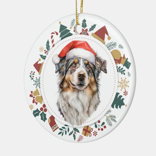 Weihnachtsmannmütze Australian Shepherd Dog Weihna Keramik Ornament (Links)