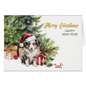 Weihnachtsmannmütze Australian Shepherd Welppy Dog (Vorderseite (Horizontal))