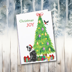 Weihnachtsmannmütze Australischer Schäferhund und Feiertagskarte