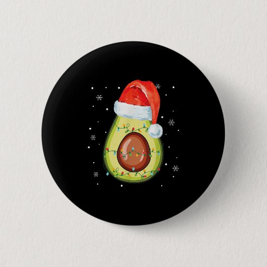 Weihnachtsmannmütze Avocado Frohe Weihnachten Vega Button (Vorderseite)