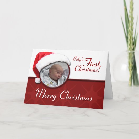 Weihnachtsmannmütze Baby's 1. Weihnachtskarte Feiertagskarte (Vorderseite)
