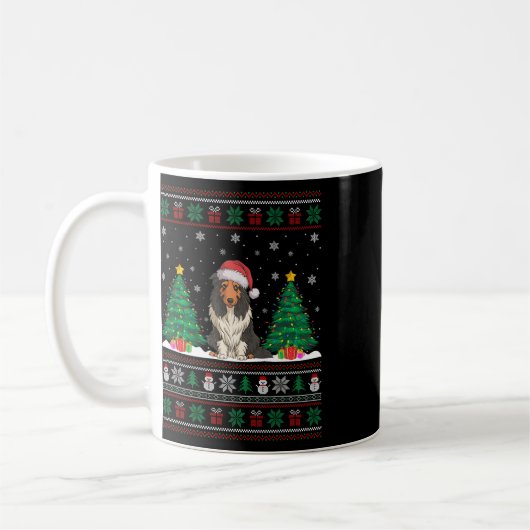 Weihnachtsmannmütze Barted Collie Dog Xmas Tree Li Kaffeetasse (Links)