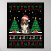 Weihnachtsmannmütze Barted Collie Dog Xmas Tree Li Poster (Vorne)