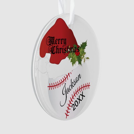 Weihnachtsmannmütze Baseball Design | DIY Name Ornament (Vorderseite)