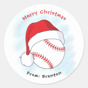 Weihnachtsmannmütze Baseball Frohe Weihnachten Runder Aufkleber