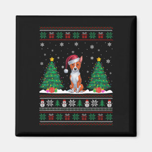 Weihnachtsmannmütze Basenji Dog Weihnachtsbaum Lig Magnet