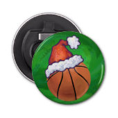 Weihnachtsmannmütze Basketball auf Grün Flaschenöffner (Vorderseite)