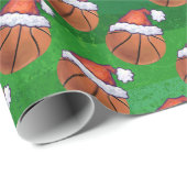 Weihnachtsmannmütze Basketball auf Grün Geschenkpapier (Rolleneckpunkt)
