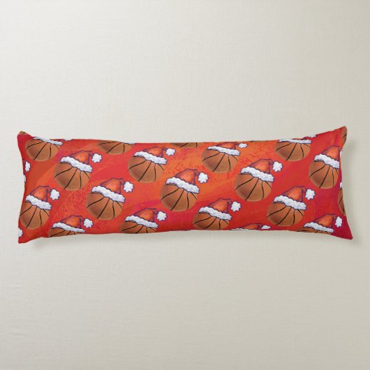 Weihnachtsmannmütze Basketball auf Grün Seitenschläferkissen (Rückseite)