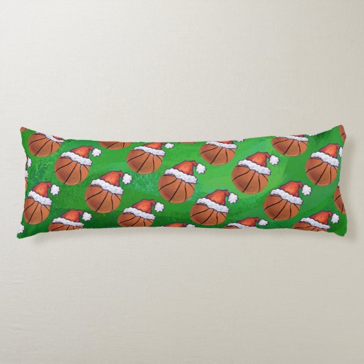 Weihnachtsmannmütze Basketball auf Grün Seitenschläferkissen (Vorderseite)