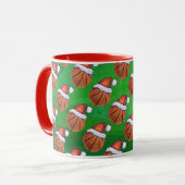 Weihnachtsmannmütze Basketball auf Grün Tasse (Vorderseite Links)