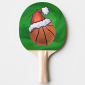 Weihnachtsmannmütze Basketball auf Grün Tischtennis Schläger (Vorderseite)