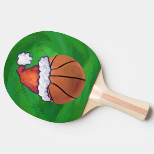 Weihnachtsmannmütze Basketball auf Grün Tischtennis Schläger