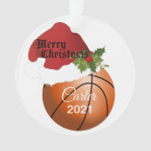 Weihnachtsmannmütze Basketball-Design | DIY Name Ornament (Vorderseite)