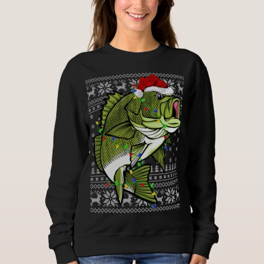 Weihnachtsmannmütze Bass Fish Xmas Lighting Ugly B Sweatshirt (Vorderseite)