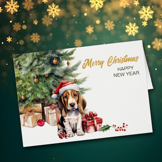 Weihnachtsmannmütze Basset Hound Welpe Hund Weihna