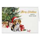 Weihnachtsmannmütze Beagle Hound Welpe Hund Weihna (Vorderseite (Horizontal))