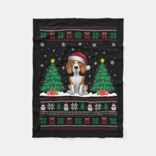 Weihnachtsmannmütze Beagle Hund Weihnachtsbaumleuc Fleecedecke