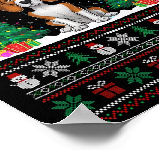 Weihnachtsmannmütze Beagle Hund Weihnachtsbaumleuc Poster (Ecke)
