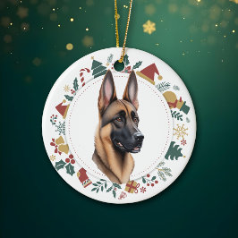 Weihnachtsmannmütze Belgisch Malinois Hund Weihnac Keramik Ornament