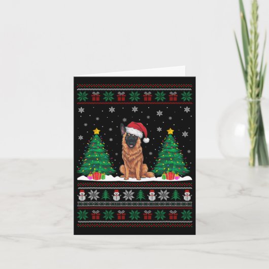 Weihnachtsmannmütze Belgische Malinois Dog Xmas Tr Karte (Vorderseite)