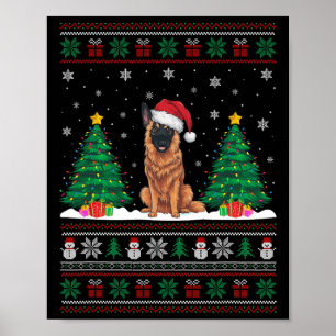 Weihnachtsmannmütze Belgische Malinois Dog Xmas Tr Poster