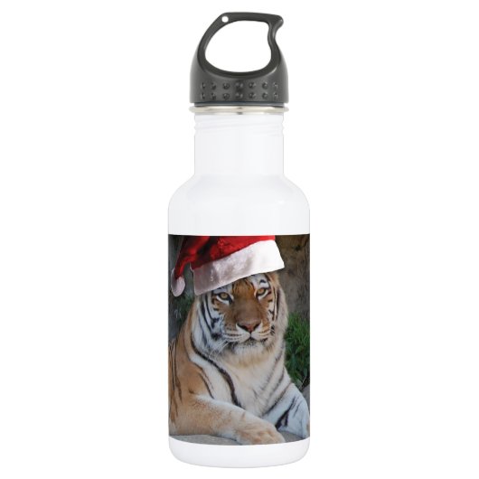 Weihnachtsmannmütze Bengalisch Tiger Edelstahlflasche (Vorderseite)