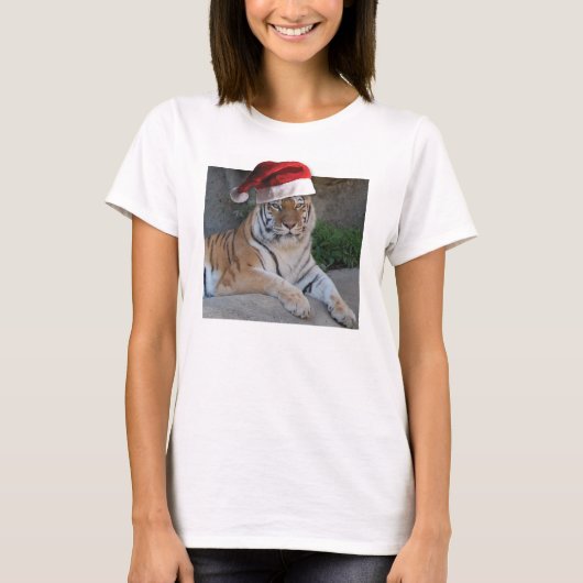 Weihnachtsmannmütze Bengalisch Tiger T-Shirt (Vorderseite)