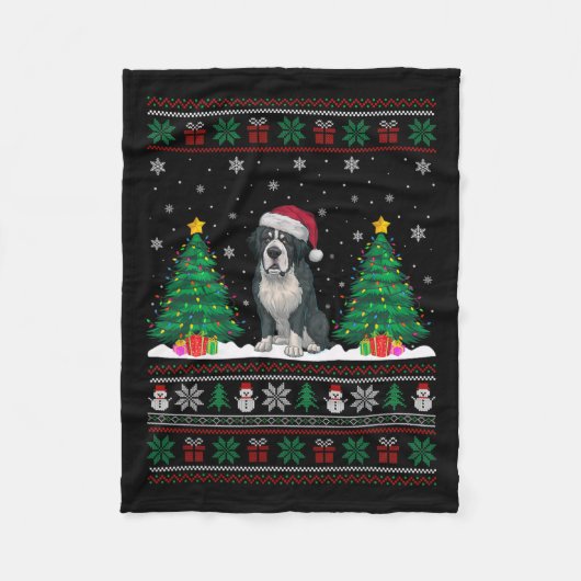 Weihnachtsmannmütze Bernard Dog Christmas Tree Lig Fleecedecke (Vorderseite)