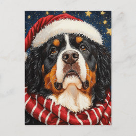 Weihnachtsmannmütze Bernese Mountain Dog Blue Gold Postkarte