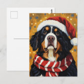 Weihnachtsmannmütze Bernese Mountain Dog Festliche Postkarte (Vorne/Hinten)