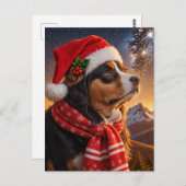 Weihnachtsmannmütze Bernese Mountain Dog Postkarte (Vorne/Hinten)