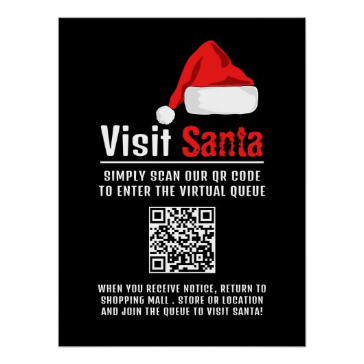 Weihnachtsmannmütze, Besuch Santa, QR Code Queue Poster (Vorderseite)