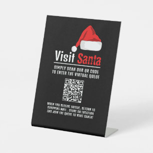 Weihnachtsmannmütze, Besuch Santa, QR Code Queue Sockelschild