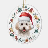 Weihnachtsmannmütze Bichon Frise Dog Weihnachtsfot Keramik Ornament (Links)