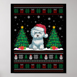 Weihnachtsmannmütze Bichon Frise Hund Xmas Tree Li Poster