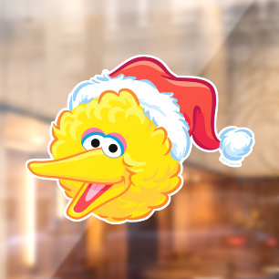 Weihnachtsmannmütze Big Bird Fensteraufkleber
