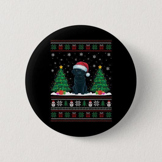 Weihnachtsmannmütze Black Labrador Hund Xmas Tree Button (Vorderseite)