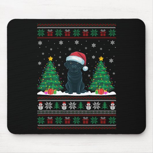 Weihnachtsmannmütze Black Labrador Hund Xmas Tree Mousepad (Vorne)