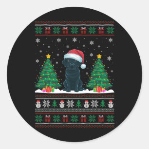 Weihnachtsmannmütze Black Labrador Hund Xmas Tree  Runder Aufkleber