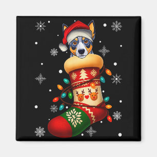 Weihnachtsmannmütze Blue Heeler Hund in Weihnachts Magnet