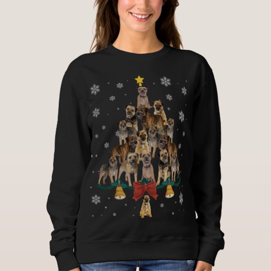 Weihnachtsmannmütze Border Terrier Christmas Tree Sweatshirt (Vorderseite)