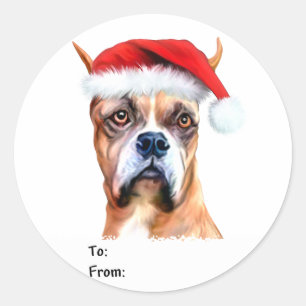 Weihnachtsmannmütze Boxer Weihnachtsgeschenke Tags Runder Aufkleber