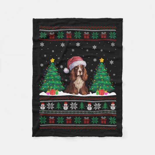 Weihnachtsmannmütze Boykin Spaniel Hund Xmas Tree  Fleecedecke (Vorderseite)