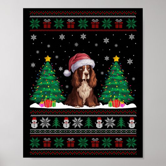 Weihnachtsmannmütze Boykin Spaniel Hund Xmas Tree Poster (Vorne)