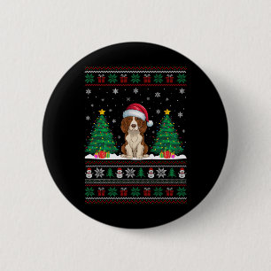 Weihnachtsmannmütze Brittany Spaniel Dog Xmas Tree Button