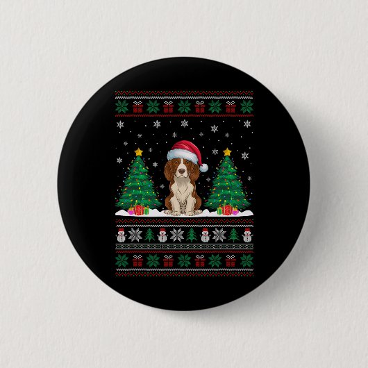 Weihnachtsmannmütze Brittany Spaniel Dog Xmas Tree Button (Vorderseite)