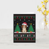 Weihnachtsmannmütze Brittany Spaniel Dog Xmas Tree Karte (Gelbe Blume)