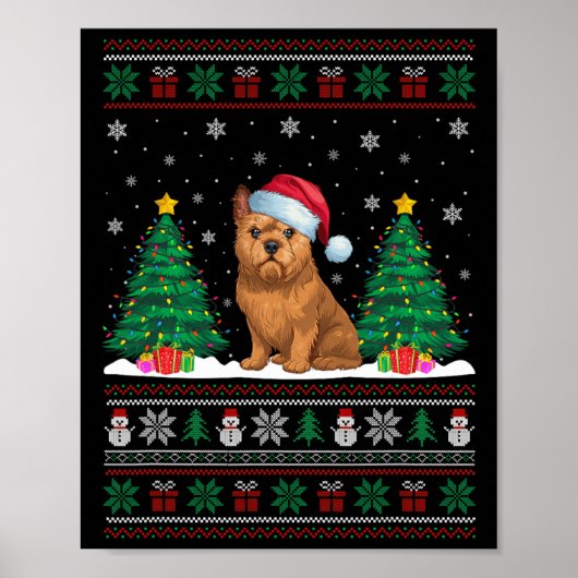 Weihnachtsmannmütze Brussels Griffon Dog Xmas Tree Poster (Vorne)