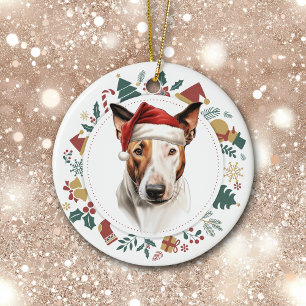 Weihnachtsmannmütze Bull Terrier Dog Holiday Bilde Keramik Ornament